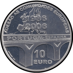 реверс 10€ 2006 "20th Anniversary - EU Membership of Portugal and Spain"