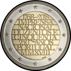 аверс 2€ 2018 "250 ° de la Imprensa Nacional"