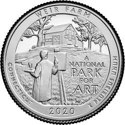 реверс 25¢ (quarter) 2020 "Sitio histórico nacional de Weir Farm"