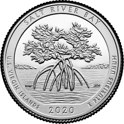 реверс 25¢ (квотер) 2020 "Національний історичний парк та екологічний заповідник Солт-Рівер-Бей"