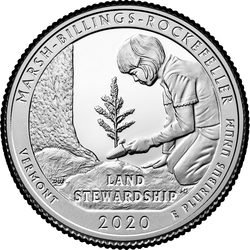 реверс 25¢ (quarter) 2020 "Národní historický park Marsh-Billings-Rockefeller"