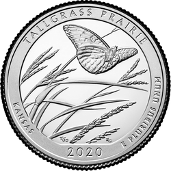 реверс 25¢ (quarter) 2020 "Narodowy rezerwat przyrody Tallgrass Prairie"