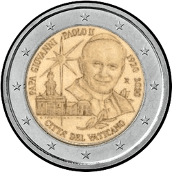 аверс 2€ 2020 "100-годдзе з дня нараджэння Папы Яна Паўла ІІ"