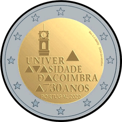 аверс 2€ 2020 "730 aniversario de la Universidad de Coimbra"