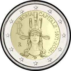 аверс 2€ 2021 "150 years of the declaration of Rome as the capital of Italy"