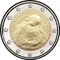аверс 2€ 2021 "450. výročí narození Caravaggia"