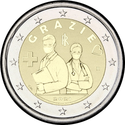 аверс 2€ 2021 "медыцынскія прафесіі"