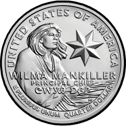реверс 25¢ (quarter) 2022 "Wilma Mankiller"