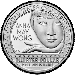 реверс 25¢ (quarter) 2022 "Anna May Wong-Schauspieler-Alphabetish"