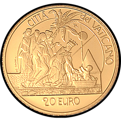 аверс 20 евро 2003 "Рождение Моисея - Десять заповедей"
