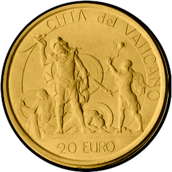 аверс 20 евро 2004 "Давид и Голиаф - Суд Соломона"