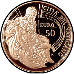 аверс 50€ 2008 "Masterpieces of Sculpture - Torso of Belvedere - The Pieta by Michelangelo"