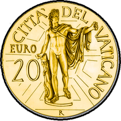 аверс 20€ 2010 "Meisterwerke der Skulptur - Apollo von Belvedere und Augustus von Prima Porta"