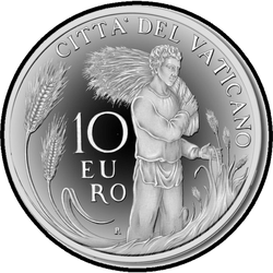 аверс 10 евро 2013 "Понтификат Папы Римского Франциска"