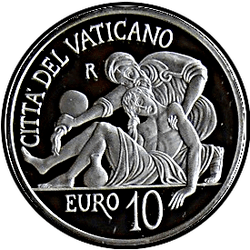 аверс 10 евро 2014 "450-летие со дня смерти Микеланджело"