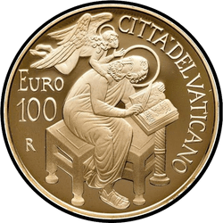 аверс 100 евро 2015 "Евангелисты - Святой Матфей"