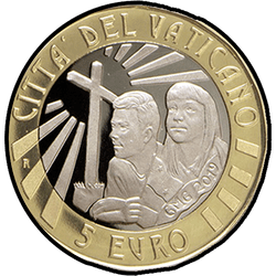 аверс 5 евро 2019 "День молодежи в Панаме"