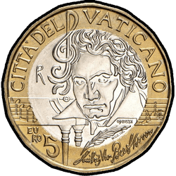 аверс 5€ 2020 "250th Anniversary of the Birth of Ludwig van Beethoven"
