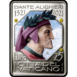 аверс 25€ 2021 "Séptimo Centenario de la muerte de Dante Alighieri"