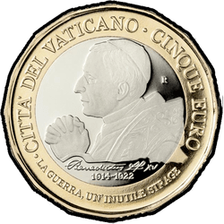 аверс 5€ 2022 "Centenario della morte di Papa Benedetto XV"