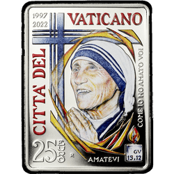 аверс 25€ 2022 "25ème anniversaire de la mort de Mère Teresa de Calcutta"