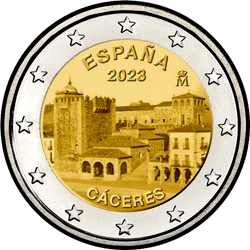 аверс 2€ 2023 "Città Vecchia di Cáceres"