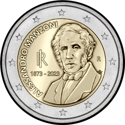 аверс 2€ 2023 "150 years since the death of Alessandro Manzoni"