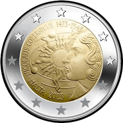 аверс 2€ 2023 "550th anniversary of the birth of Nicolaus Copernicus"