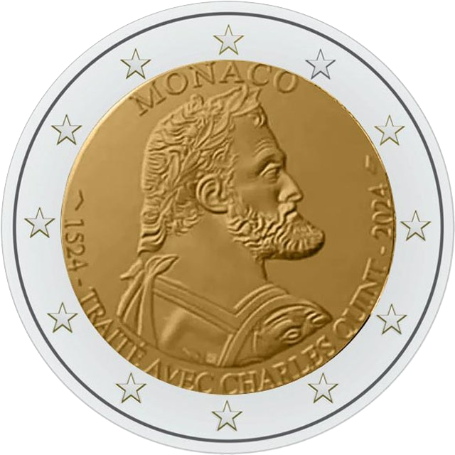 аверс 2€ 2024 "500 años del tratado de Tordesillas, Mónaco"