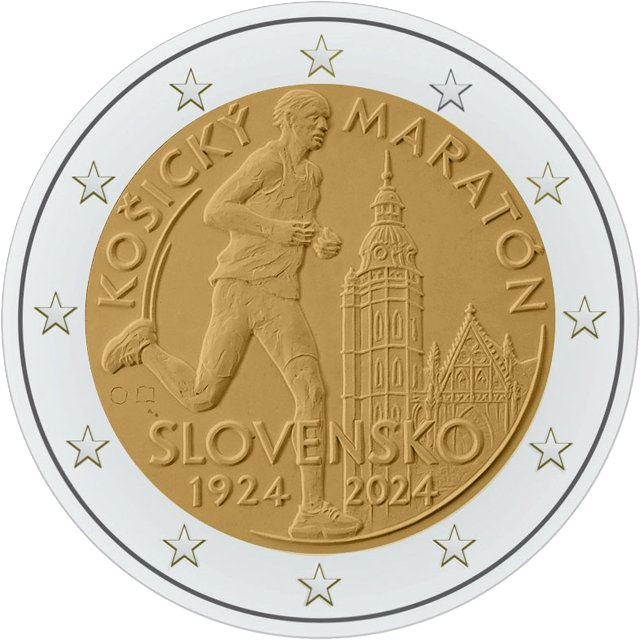 аверс 2€ 2024 "100th anniversary of the Kosice Marathon, Slovakia"