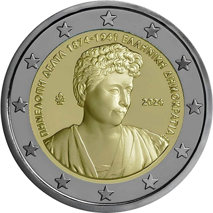 аверс 2€ 2024 "150 years since the birth of Penelope Delta, Greece"