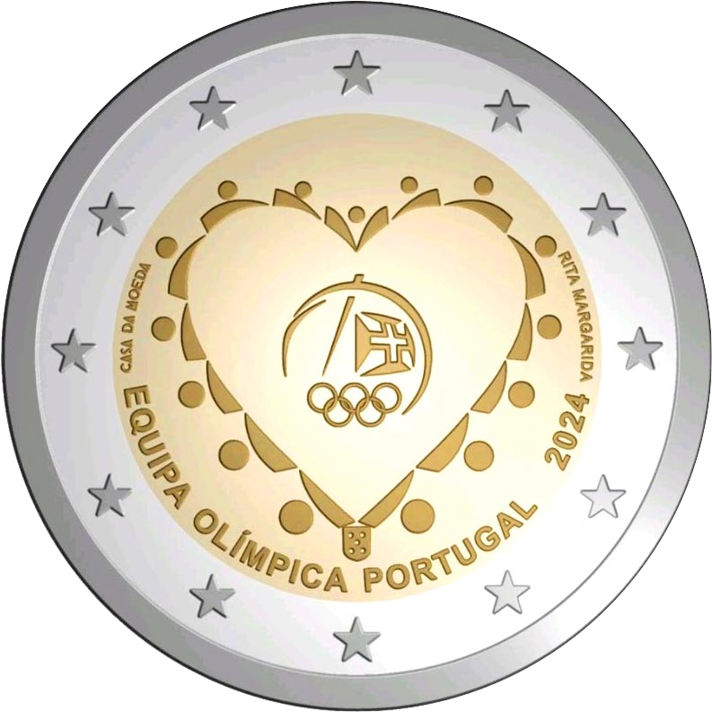 аверс 2€ 2024 "Участие Португалии в 33-х Олимпийских играх"