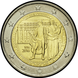 аверс 2€ 2016 "200 років з дня заснування Національного банку Австрії"