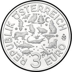 аверс 3 евро 2017 "Крокодил"