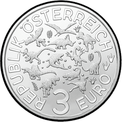 аверс 3€ 2019 "Спинозавр"