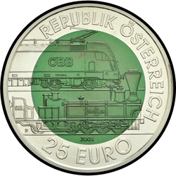 аверс 25 евро 2004 "150 лет железной дороге Земмеринг"