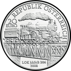 аверс 20 евро 2008 "Западная  железная дорога Императрицы Елизаветы"