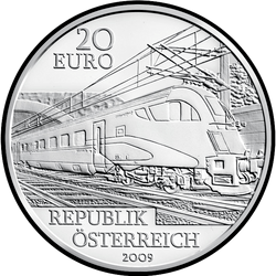 аверс 20 euro 2009 "Железная дорога будущего"