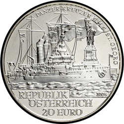 аверс 20 euro 2005 "Броненосный крейсер "S.M.S. Sankt Georg""