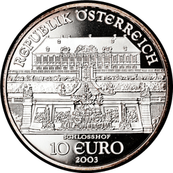 аверс 10 евро 2003 "Замок Шлосс Хоф"