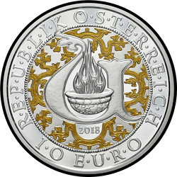 аверс 10 евро 2018 "Архангел Уриил (цвет)"