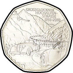реверс 5€ 2010 "75 лет альпийской дороге Гросглокнер"