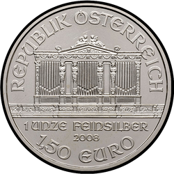 аверс 1,5 евро 2008 "Венская филармония 1oz silver"