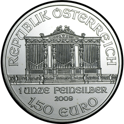 аверс 1½€ 2009 "Венская филармония 1oz silver"