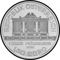 аверс 1,5 евро 2015 "Венская филармония 1oz silver"