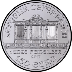 аверс 1,5 евро 2017 "Венская филармония 1oz silver"