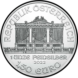 аверс 1,5 евро 2022 "Венская филармония 1oz silver"