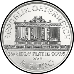 аверс 4 евро 2018 "Венская филармония 1/25 oz Platinum"