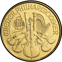 реверс 4€ 2014 "Венская филармония 1/25 oz Gold"