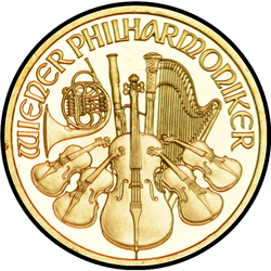 реверс 10 евро 2003 "Венская филармония 1/10 oz Gold"